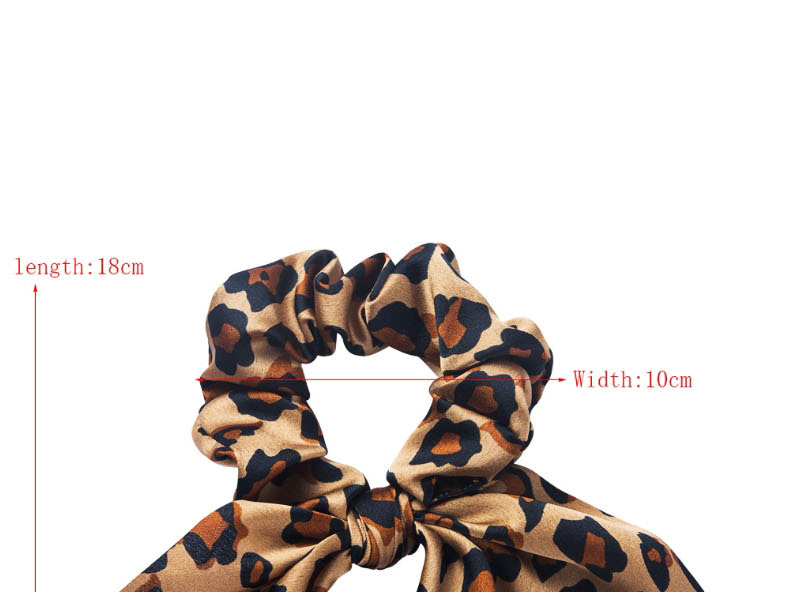 Fashion Khaki Leopard Satin Fabric Ribbon Bunny Ear Bowel Hair Rope,Hair Ring