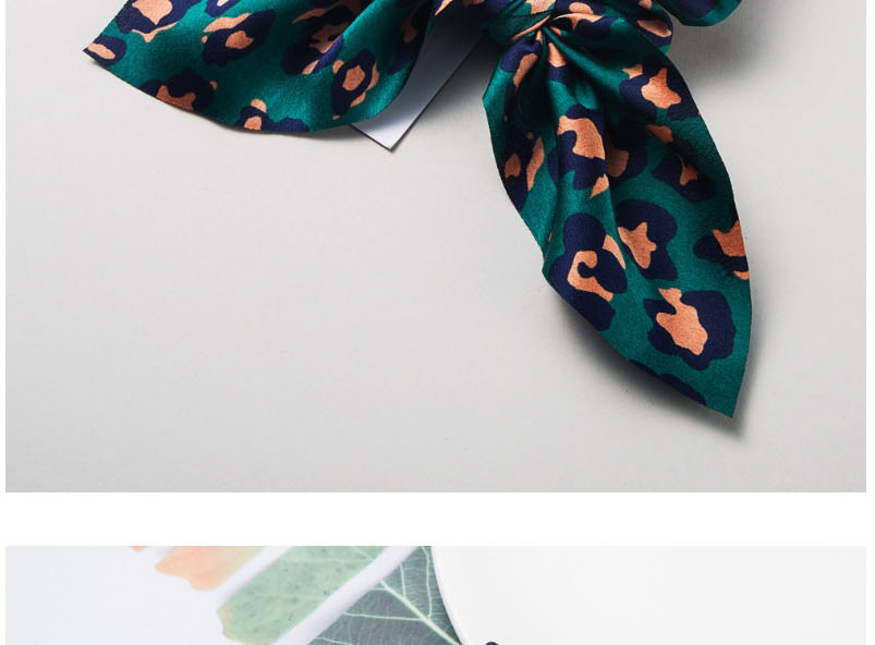 Fashion Khaki Leopard Satin Fabric Ribbon Bunny Ear Bowel Hair Rope,Hair Ring