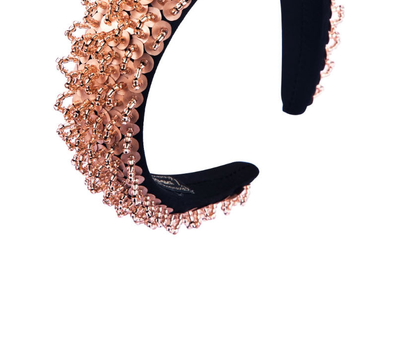 Fashion Golden Thin Sponge Handmade Beaded Wide-edge Hair Hoop,Head Band