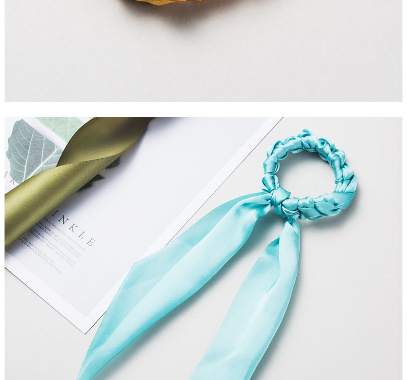 Fashion Blue-green Silk Scarf Ribbon Satin Woven Bowel Hair Rope,Hair Ring