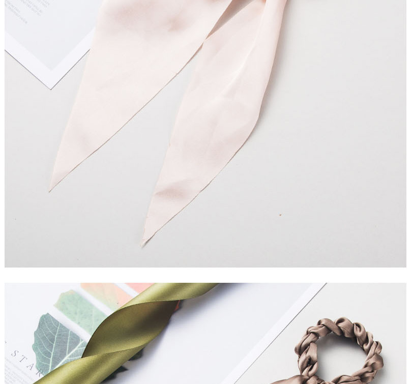 Fashion Light Pink Silk Scarf Ribbon Satin Woven Bowel Hair Rope,Hair Ring