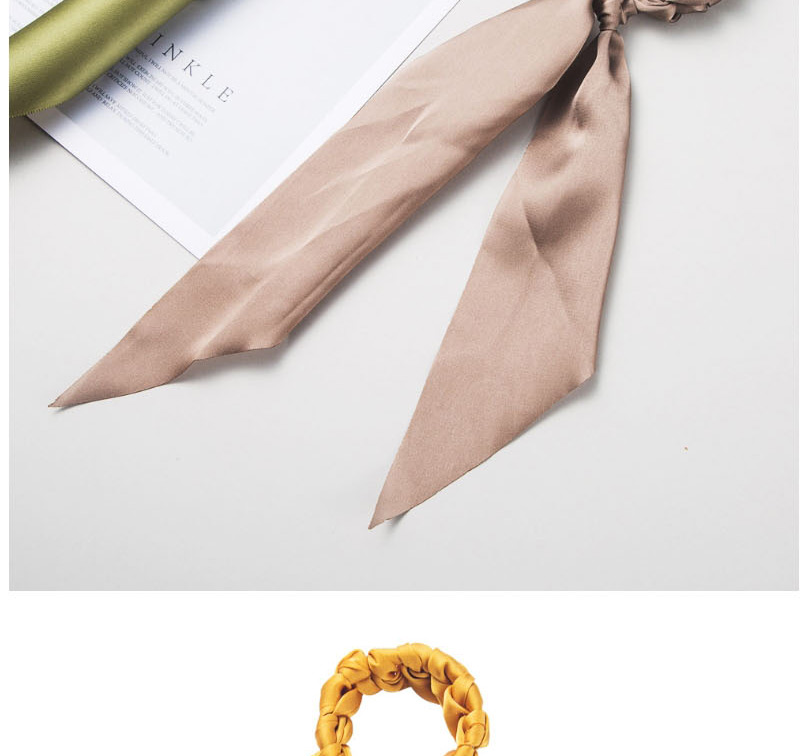 Fashion Khaki Silk Scarf Ribbon Satin Woven Bowel Hair Rope,Hair Ring