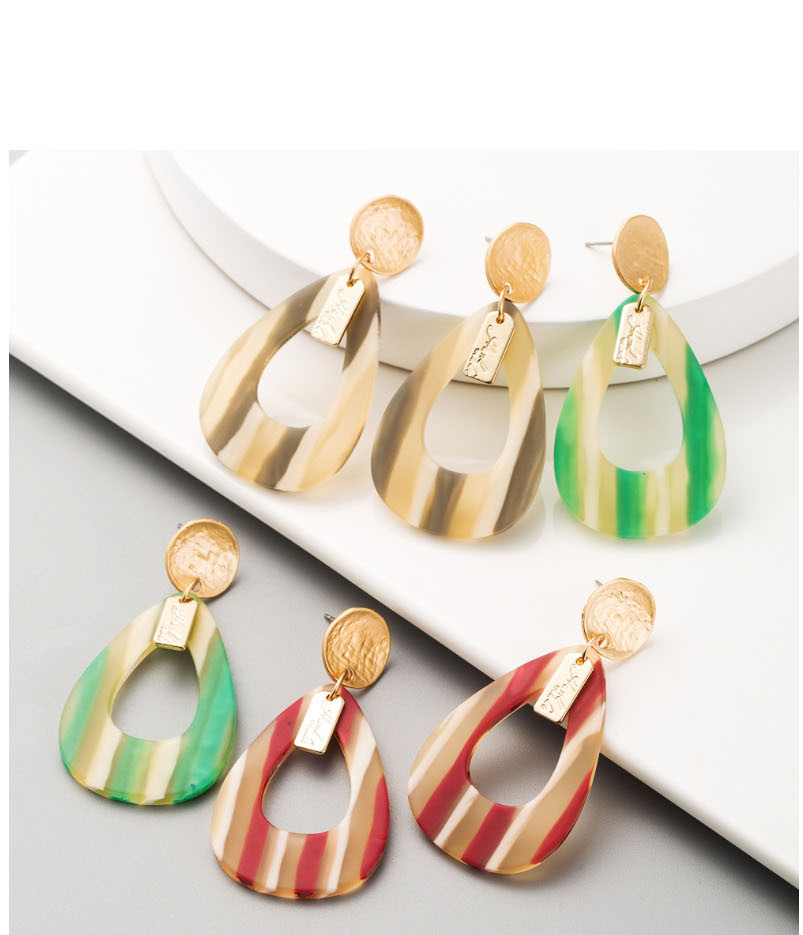 Fashion Green Drop Shaped Acrylic Hollow Alloy Letter Earrings,Drop Earrings