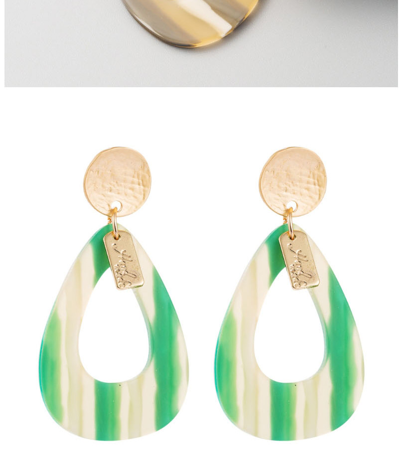 Fashion Green Drop Shaped Acrylic Hollow Alloy Letter Earrings,Drop Earrings