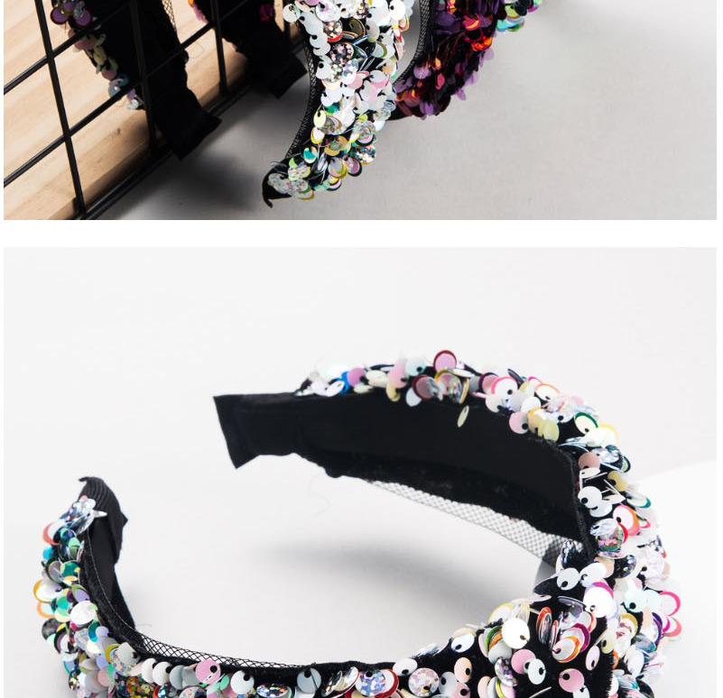 Fashion White Fish Scale Sequin Mesh Knotted Wide Edge Hair Band,Head Band