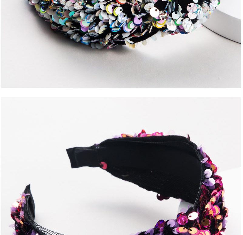 Fashion White Fish Scale Sequin Mesh Knotted Wide Edge Hair Band,Head Band