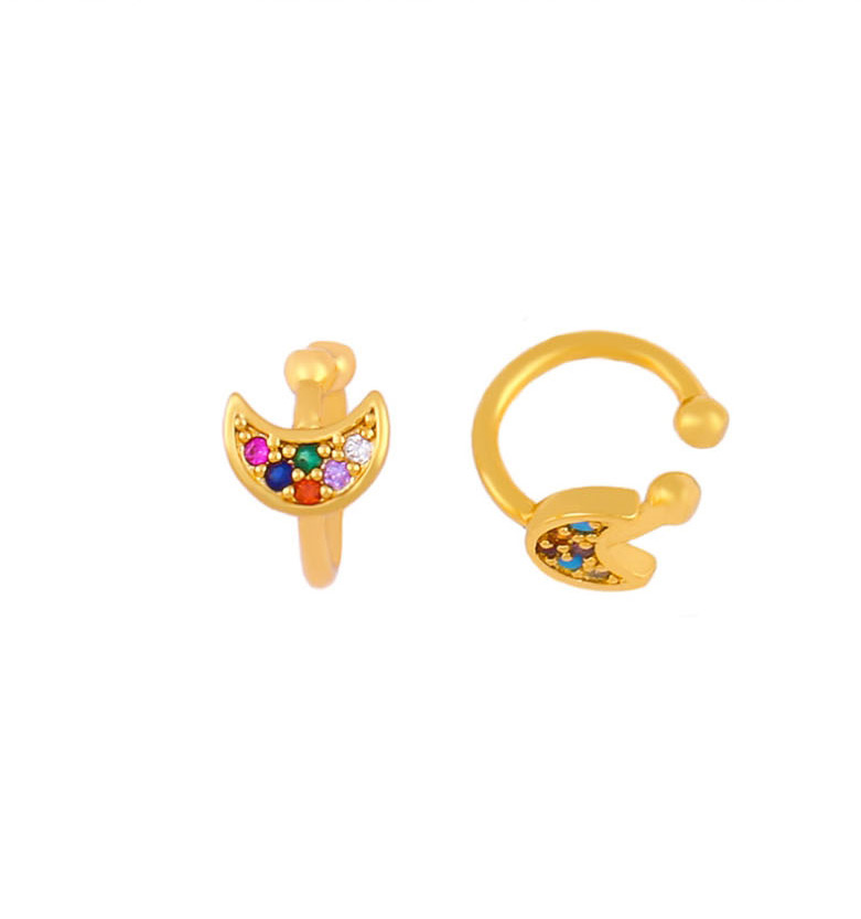 Fashion Color Star Micro Inlay Color Zircon Alloy C-shaped Ear Clip,Earrings