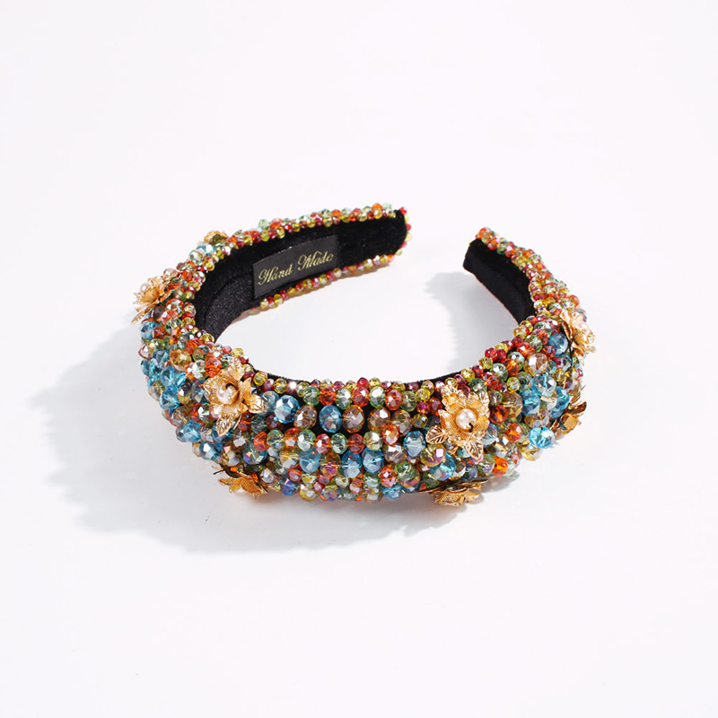 Fashion Color Corduroy Alloy Crystal Beads With Pearl Headband,Head Band