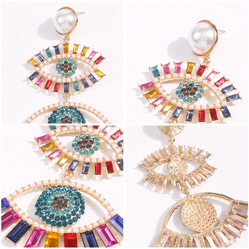 Fashion Color Alloy Pearl Stud Earrings With Diamonds,Drop Earrings