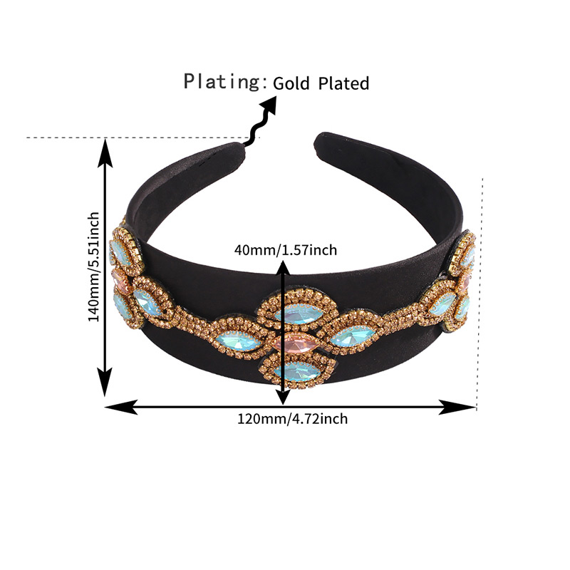 Fashion Beige Fabric Diamond Wide Geometric Headband,Head Band
