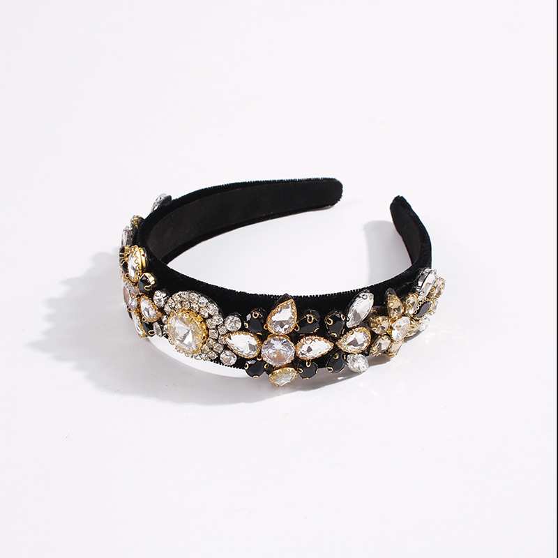 Fashion White + Black Fabric Diamond Flower Headband,Head Band