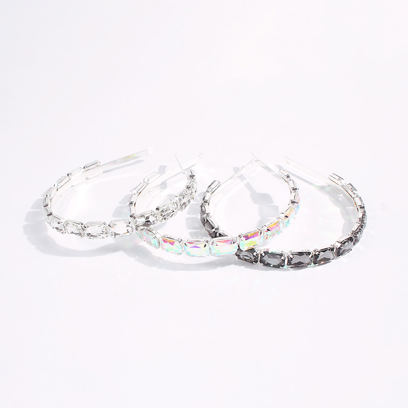 Fashion Ab White Alloy Diamond-shaped Geometric Thin-edged Hair Hoop,Head Band