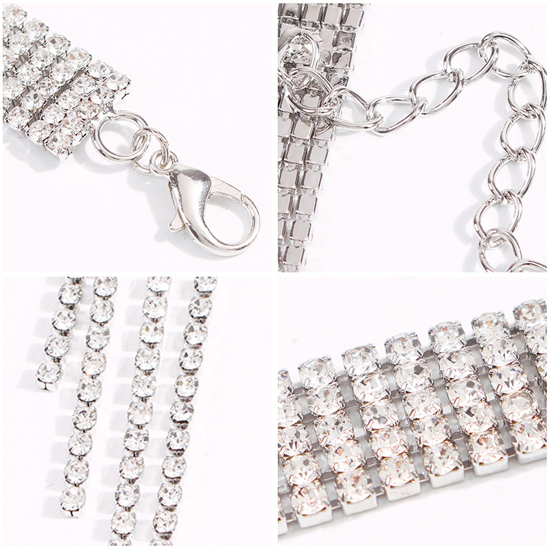 Fashion Silver Alloy Diamond Tassel Necklace,Multi Strand Necklaces