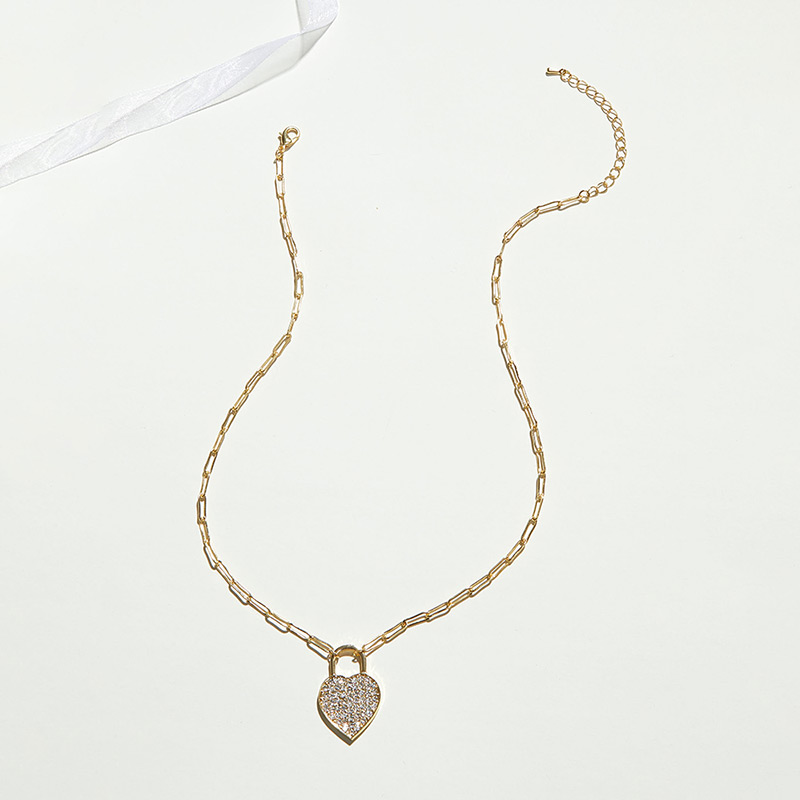 Fashion Golden Love Lock Necklace With Diamonds,Pendants