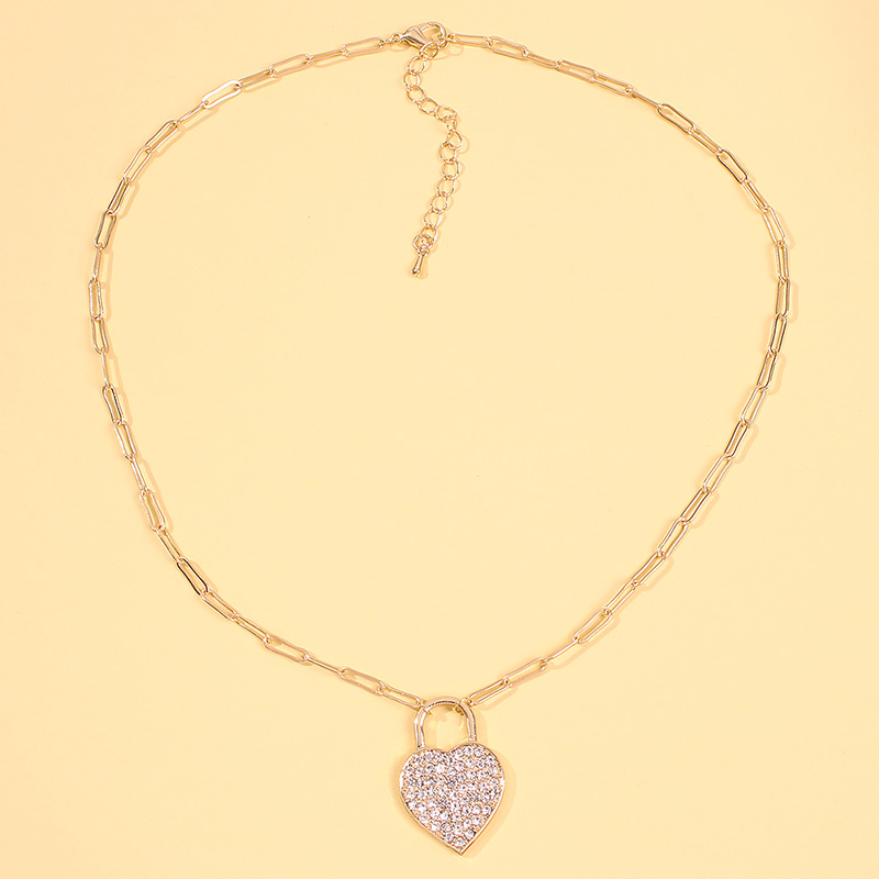 Fashion Golden Love Lock Necklace With Diamonds,Pendants