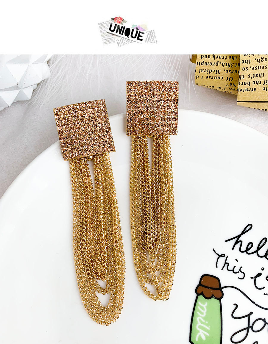 Fashion Golden Alloy Tassel Stud Earrings,Drop Earrings
