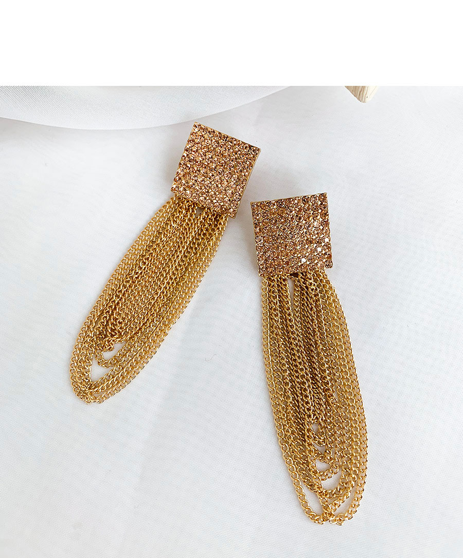 Fashion Golden Alloy Tassel Stud Earrings,Drop Earrings