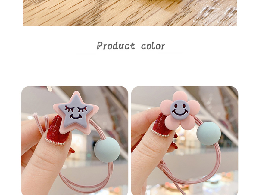 Fashion Grey Blue Smiley Little Flower Ball Hitting Color Knotted Hair Rope,Kids Accessories