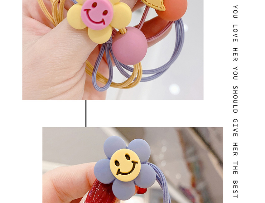Fashion Deep Bean Paste Shy Expression Pentagram Hit Color Knotted Hair Rope,Kids Accessories