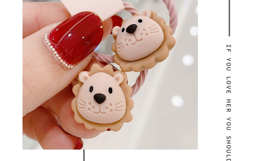 Fashion Pink 1 Pair Pink Naughty Leopard Hit Color Resin Children Rubber Band,Kids Accessories