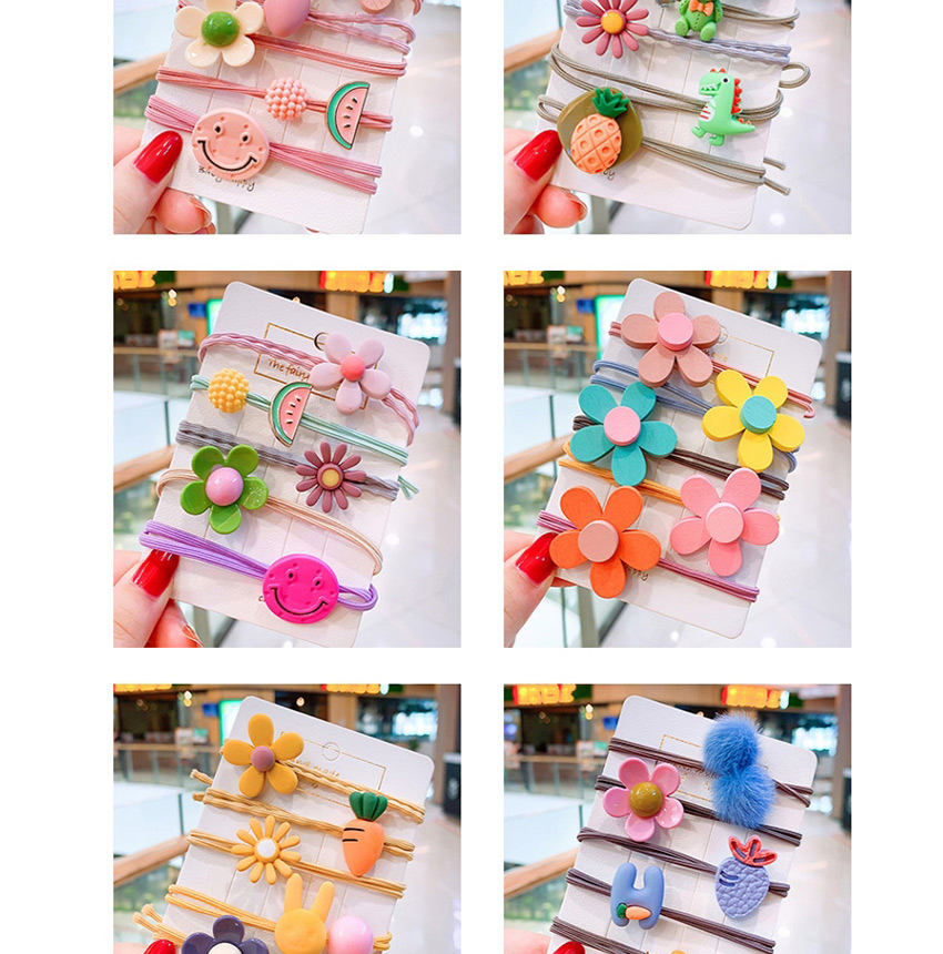 Fashion Pink Smiley (set Of 5) Flower Resin Carrot Watermelon Children