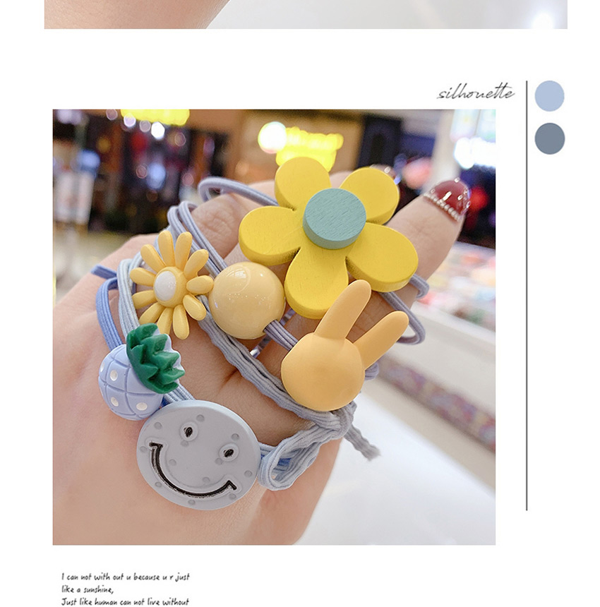 Fashion Blue Smiley (set Of 5) Flower Smiley Bunny Pineapple Hit Color Children