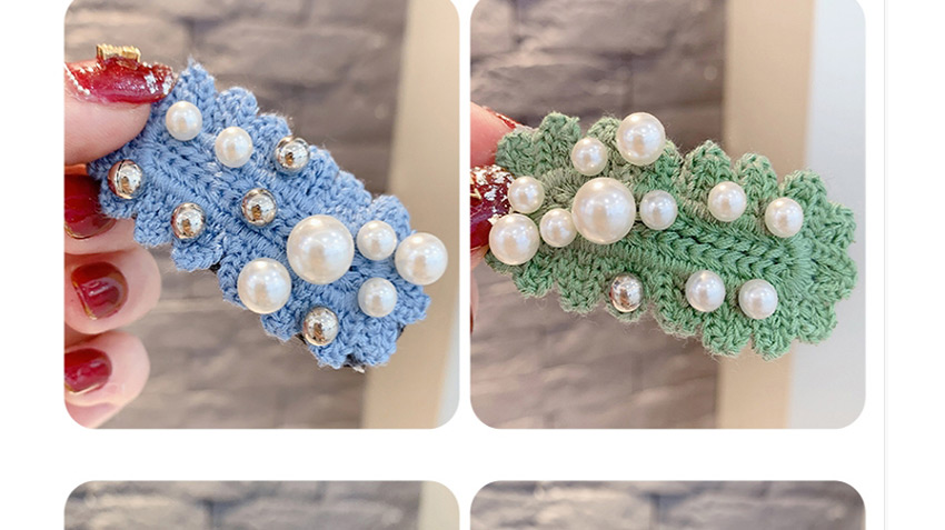 Fashion Green Knitted Wool Pearl Hair Clip,Kids Accessories