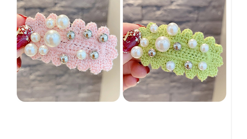 Fashion Green Knitted Wool Pearl Hair Clip,Kids Accessories