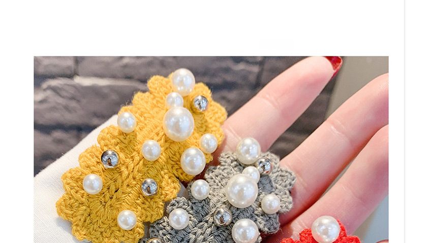 Fashion Gray Knitted Wool Pearl Hair Clip,Kids Accessories