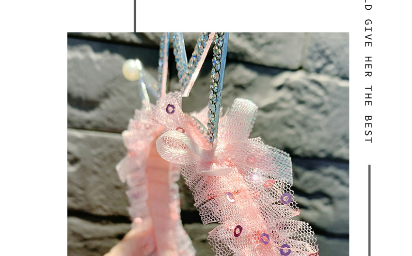 Fashion Pink Lace Diamond Crown Fake Earrings Non-slip Children Hair Band,Kids Accessories