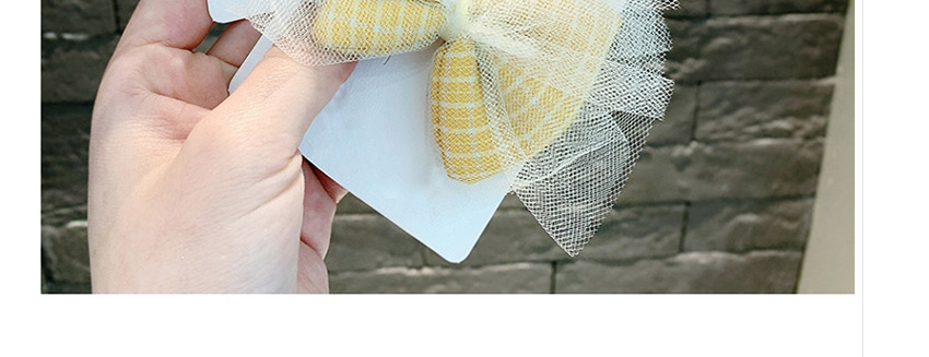 Fashion Yellow Striped Lace Bow Child Hair Clip,Kids Accessories