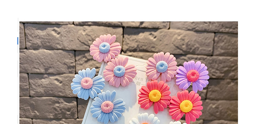 Fashion Blue-gray Little Daisy Flowers Hit Color Children Duckbill Clip Set,Kids Accessories