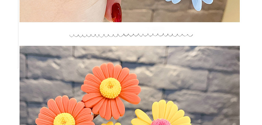 Fashion Blue Gray + Yellow Little Daisy Flowers Hit Color Children Duckbill Clip Set,Kids Accessories