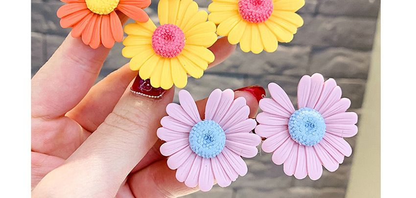 Fashion Pink Little Daisy Flowers Hit Color Children Duckbill Clip Set,Kids Accessories