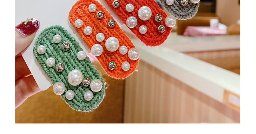 Fashion Green Pearl Ball Knit Wool Hair Clip,Kids Accessories
