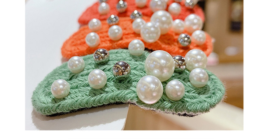 Fashion Avocado Green Pearl Ball Knit Wool Hair Clip,Kids Accessories