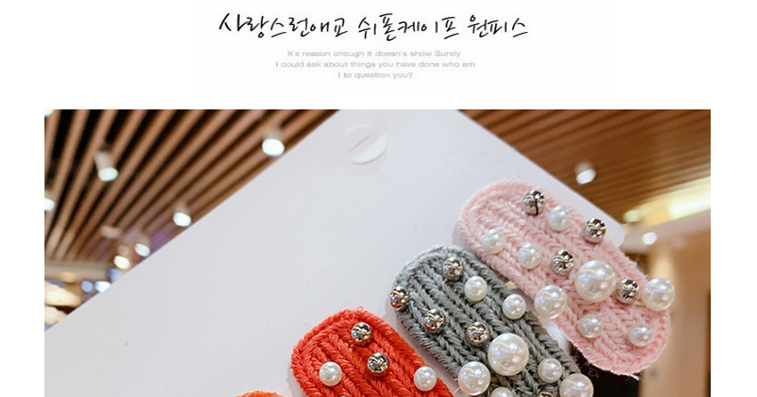 Fashion Orange Pearl Ball Knit Wool Hair Clip,Kids Accessories