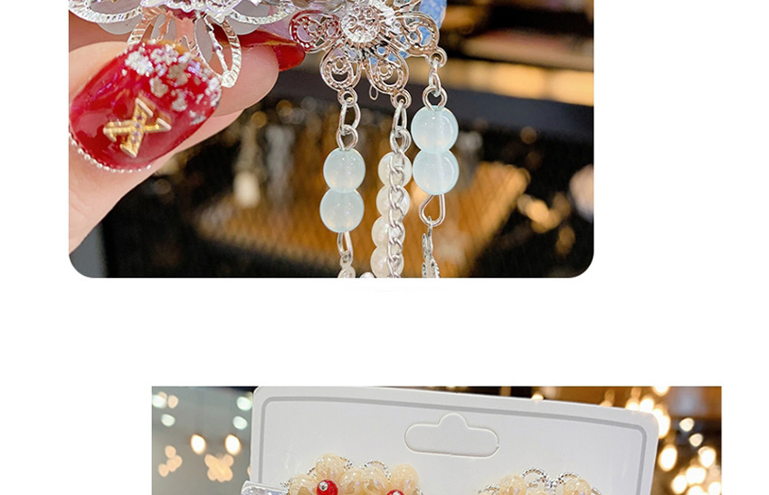 Fashion White 1 Pair Resin Diamond Flower Crystal Pearl Tassel Child Hair Clip,Kids Accessories