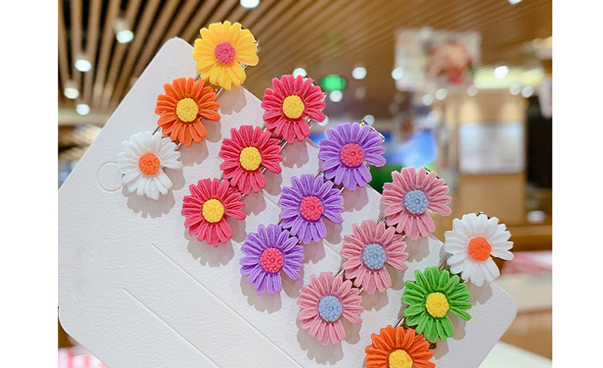 Fashion Watermelon Red Series Small Daisy Hit Color Flower Hairpin,Kids Accessories