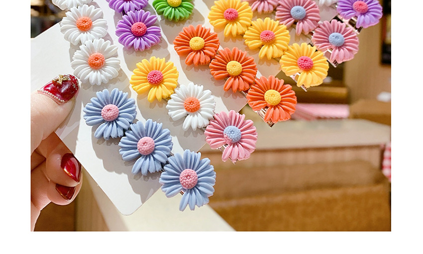 Fashion Color Series C Resin Small Daisy Flower Hit Color Child Hair Clip,Kids Accessories