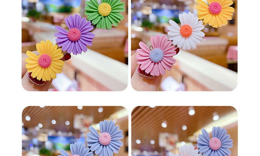 Fashion Color Series C Resin Small Daisy Flower Hit Color Child Hair Clip,Kids Accessories