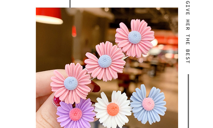 Fashion Color Series B Resin Small Daisy Flower Hit Color Child Hair Clip,Kids Accessories