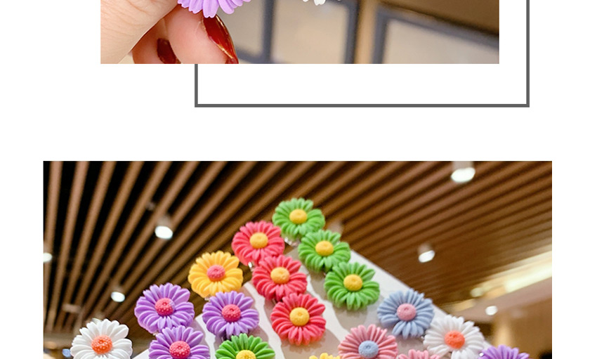 Fashion Blue Gray Series Resin Small Daisy Flower Hit Color Child Hair Clip,Kids Accessories
