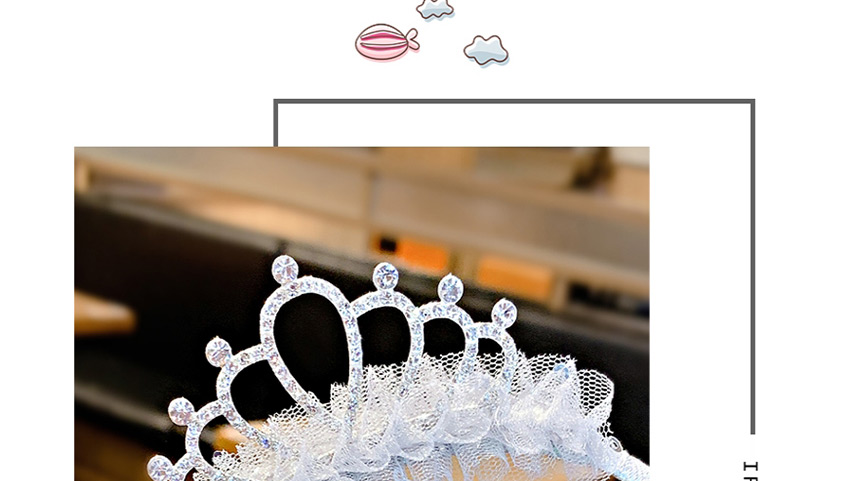 Fashion Pink Lace Rhinestone Crown Fake Earrings For Children,Kids Accessories