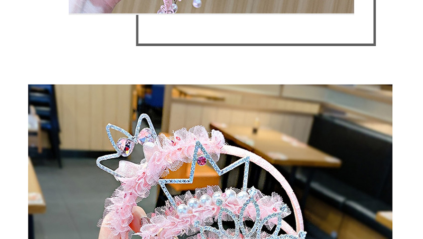Fashion Light Blue Lace Rhinestone Crown Fake Earrings For Children,Kids Accessories