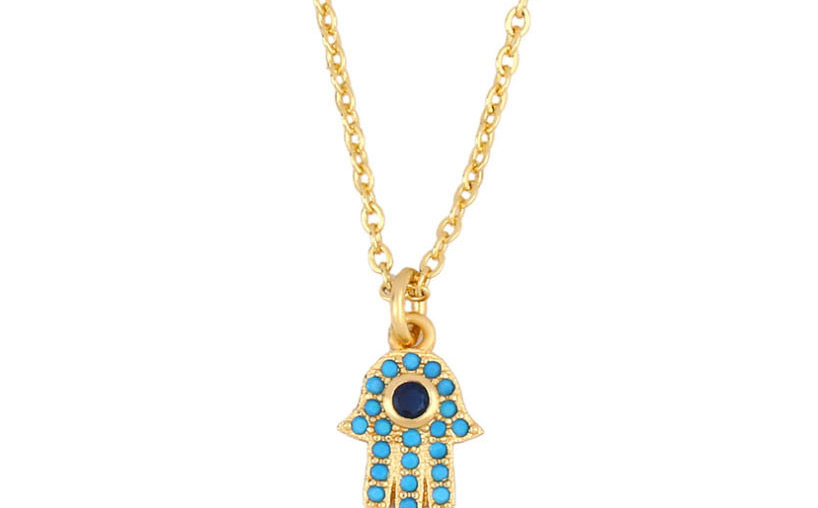 Fashion Golden Palm Diamond Eye Alloy Necklace,Necklaces