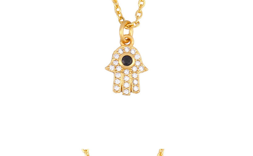 Fashion Golden Palm Diamond Eye Alloy Necklace,Necklaces