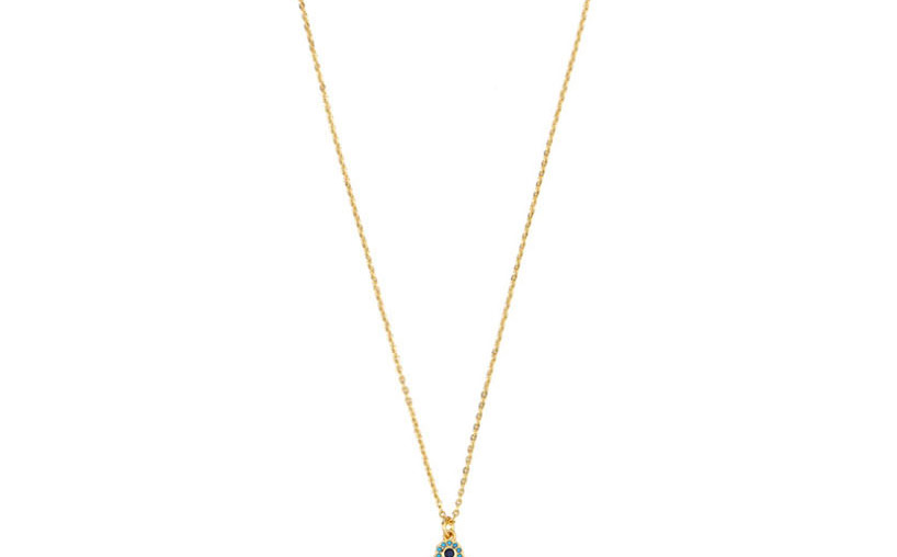 Fashion Blue Palm Diamond Eye Alloy Necklace,Necklaces