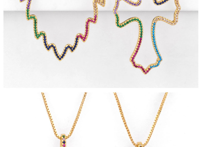 Fashion Color Micro Inlaid Zircon Cross Necklace,Necklaces