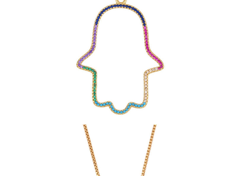 Fashion Color Micro Inlaid Zircon Leaf Necklace,Necklaces